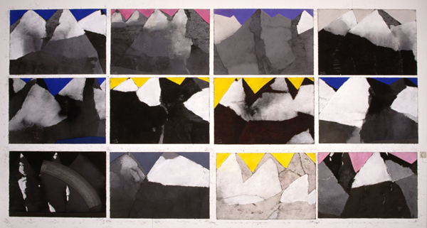 Pastell-Wand Bergfrühling, 1986-87, 12 Pastelle, je 80 x 120 cm