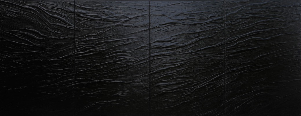 Westmännerinseln 04.05.09, 2009, Acryl auf Leinwand, 240 x 620 cm, 4-teilig