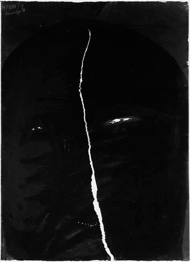 Kreuzweg II 1979-1988, Kopf 1979/88/1, Gouache, gerissen, 105 x 75 cm