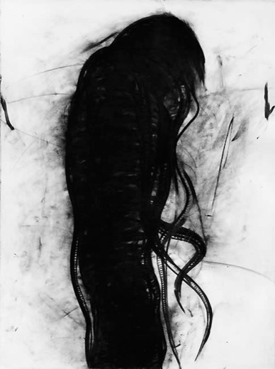 Nervenkrankenhaus Bayreuth 12.10.77, 1977, Kohle auf Papier, 105 x 75 cm