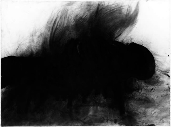 Verbrennung 15.1.80, 1980, Farbe/Kohle auf Papier, 75 x 105 cm