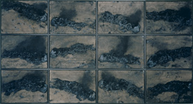 Braune Wand - Verbrennungen, 1981-82, 12 Gouachen, Farbe/Kohle/Papier, je 75 x 105 cm (Neue Nationalgalerie Berlin)